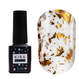 Топ для гель-лаку без липкого шару Kira Nails No Wipe Top Gold Shard, 6 мл
