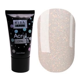 Акрил-гель (полігель) для нарощування Kira Nails Acryl Gel Opal, 30 г, Колір Kira Nails Acrygel: Glitter Opal, Об'єм (мл): 30 мл