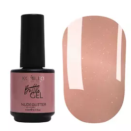 Гель для нарощування Komilfo Bottle Gel Nude Glitter 15 мл (з пензликом), Колір Komilfo Bottle Gel: Nude Glitter, Об'єм (мл): 15 мл