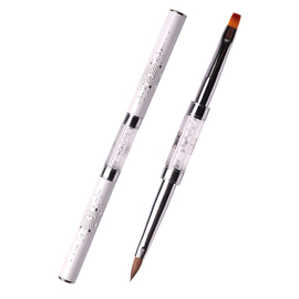 Пензлик двосторонній Komilfo Double Acrylic 4 (Kolinsky)/Gel flat 4 (Nylon)