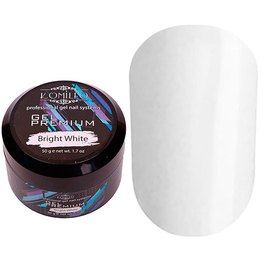 Гель для нарощування Komilfo Gel Premium Bright White, 50 г, Колір Komilfo Gel Premium: Bright White, Об'єм (мл): 50 мл