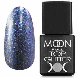 Топ без липкого шару MOON FULL Glitter Top No Wipe №4 BLUE, 8 мл, Об'єм (мл): 8 мл, Колір Moon Full Glitter Top: №4 BLUE