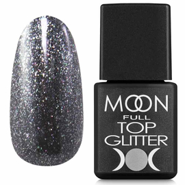 Топ без липкого шару MOON FULL Glitter Top No Wipe №3 SILVER, 8 мл, Об'єм (мл): 8 мл, Колір Moon Full Glitter Top: №3 SILVER