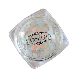 Decor for design of Komilfo Disco Design №042, white, hologram, (pink overflow), 3 mm, (1 g)