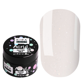 Акрил-гель (полігель) для нарощування Kira Nails Acryl Gel Glitter Milk, 15 г, Колір Kira Nails Acrygel: Glitter Milk, Об'єм (мл): 15 мл