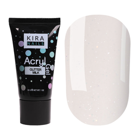 Акрил-гель (полігель) для нарощування Kira Nails Acryl Gel Glitter Milk, 30 г, Колір Kira Nails Acrygel: Glitter Milk, Об'єм (мл): 30 мл
