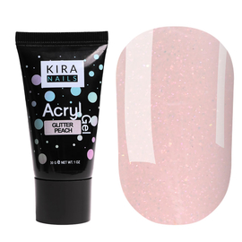 Акрил-гель (полігель) для нарощування Kira Nails Acryl Gel Glitter Peach, 30 г, Колір Kira Nails Acrygel: Glitter Peach, Об'єм (мл): 30 мл
