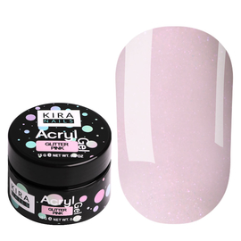 Акрил-гель (полігель) для нарощування Kira Nails Acryl Gel Glitter Pink, 15 г, Колір Kira Nails Acrygel: Glitter Pink, Об'єм (мл): 15 мл