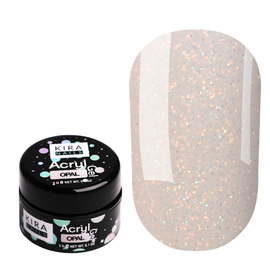 Акрил-гель (полігель) для нарощування Kira Nails Acryl Gel Opal, 5 г, Колір Kira Nails Acrygel: Glitter Opal, Об'єм (мл): 5 мл