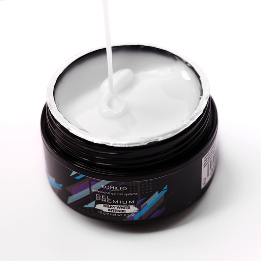 Гель для нарощування Komilfo Gel Premium Milky White Intense, 50 г, Колір Komilfo Gel Premium: Milky White Intense, Об'єм (мл): 50 мл, зображення 2