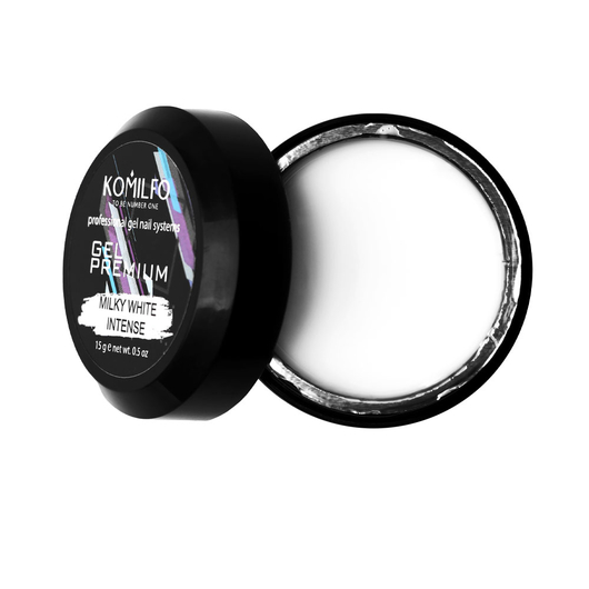 Гель для нарощування Komilfo Gel Premium Milky White Intense, 15 г, Колір Komilfo Gel Premium: Milky White Intense, Об'єм (мл): 15 мл
