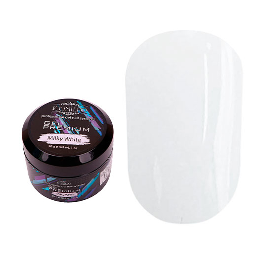 Гель для нарощування Komilfo Gel Premium Milky White, 30 г, Колір Komilfo Gel Premium: Milky White, Об'єм (мл): 30 мл
