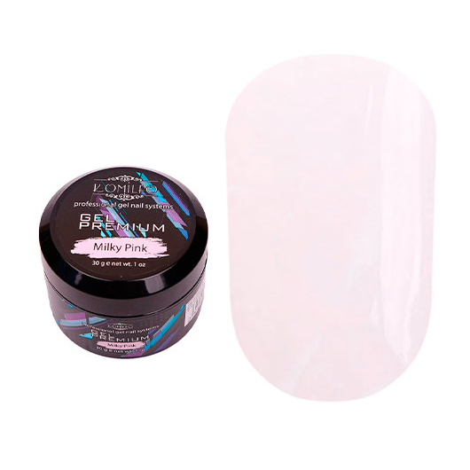 Гель для нарощування Komilfo Gel Premium Milky Pink, 30 г, Колір Komilfo Gel Premium: Milky Pink, Об'єм (мл): 30 мл