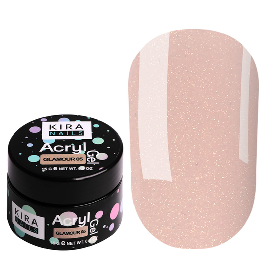 Акрил-гель (полігель) для нарощування Kira Nails Acryl Gel Glamour 05, 15 г, Колір Kira Nails Acrygel: Glamour 05, Об'єм (мл): 15 мл